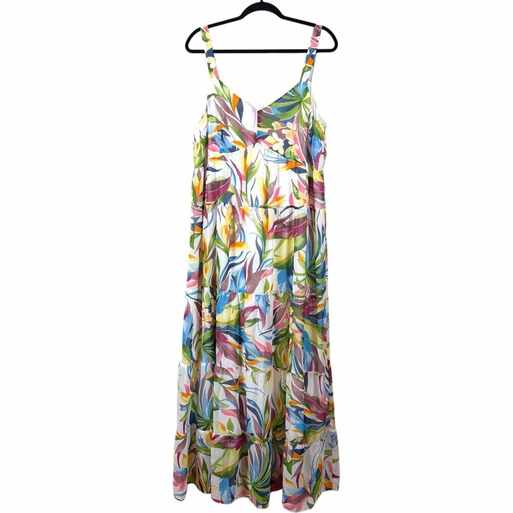 Julia Jordan Size 16 Printed Sleeveless Tiered Maxi Dress Vacation Resort Floral - Picture 2 of 11